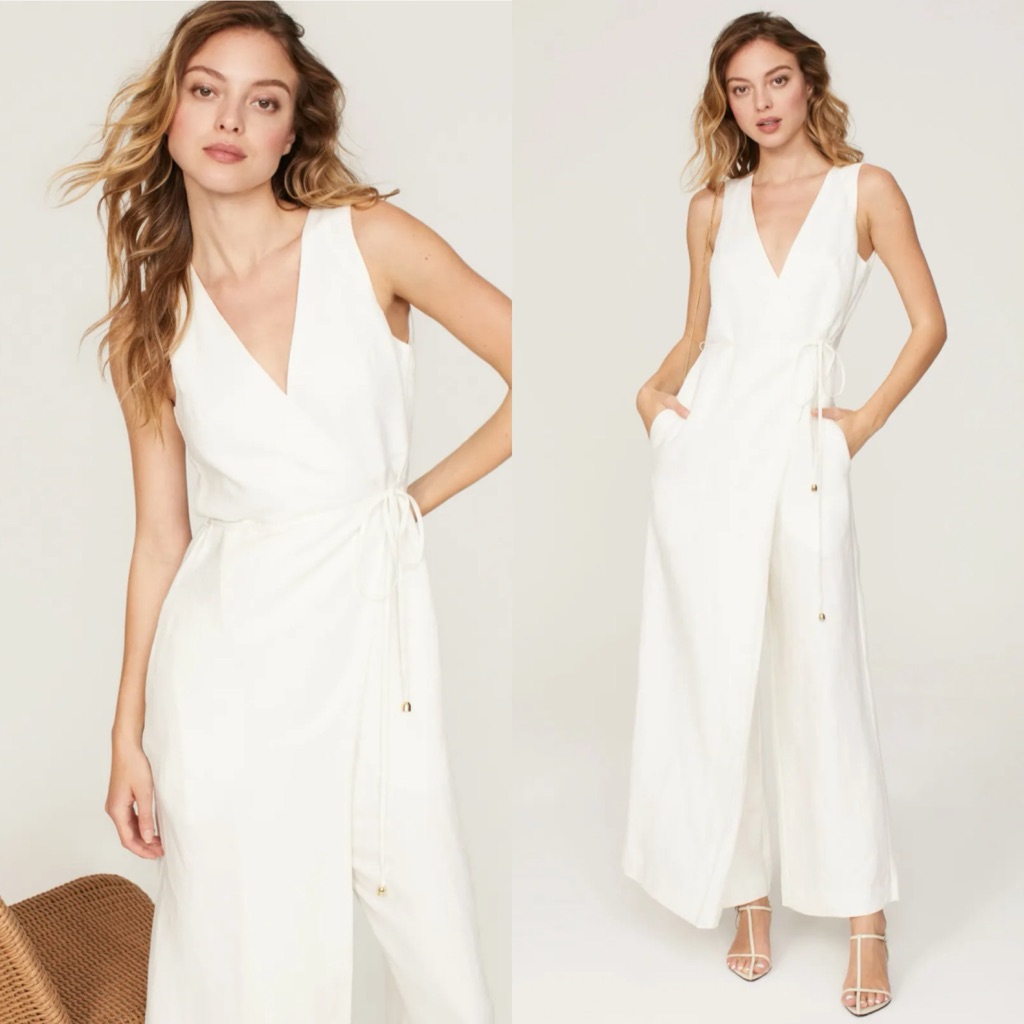 Rosetta Getty Collective White Apron Jumpsuit In Size 4